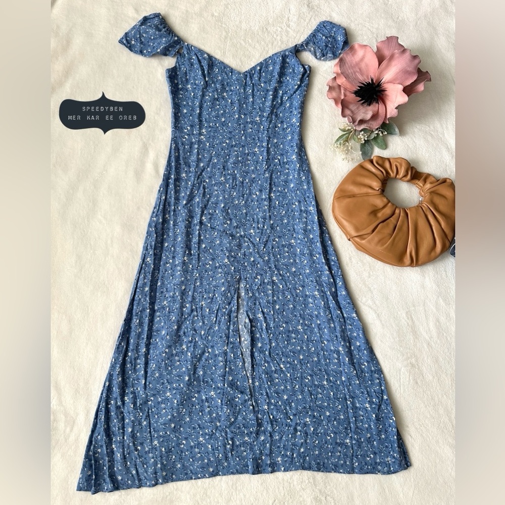 Reformation Baxley Dress Blue Eve size 2